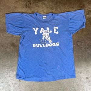 Vintage 80s Yale Bulldogs T-Shirt Eastport Blue Single Stitch Made in USA Large